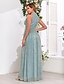 preiswerte Kleider für Hochzeitsgäste-A-Linie Hochzeitsgastkleider Elegantes Kleid Hochzeitsgast Party Wear Bodenlänglich Ärmellos V-Ausschnitt Herbst Hochzeitsgast Baumwollmischung mit Pailletten