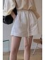 baratos Shorts de linho de algodão-Mulheres Shorts de algodão e linho Calção Calças Roupa de rua Casual Curto Natural Tecido Bolsos Design de cordão elástico Respirabilidade Macio Confortável Micro-Elástica Casual Roupa Diária Branco