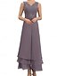 preiswerte Hosenanzüge für Mama-Kleid Sets Mutter der Braut Kleid Hochzeitsgast Elegant Einfach V-Ausschnitt Bodenlang Polyester Langarm mit Stickerei