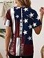 voordelige Onafhankelijkheidsdag Top-Onafhankelijkheidsdag Patriottische Dames T-Shirt Vlag Vlag Nationale Vlag Stijlvol Casual Rood Wit En Blauw Korte Mouwen V Nek Reguliere Tops Dagelijks Print Blauw Zomer Lente