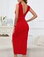ieftine Rochii de absolvire-Pentru femei Rochii Midi Rochie albă Rochie de absolvire Bodycon Modă Zi de Naștere Dată Ieșire Fit regulat Simplu Fără manșon În V Negru Alb Roșu-aprins Albastru piscină Vară