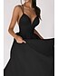 voordelige Afstudeerjurken-Dames Halflange jurk Witte jurk Afstudeerjurk Slipdress Modieus Verjaardag valmistuminen Uitgaan Normale pasvorm Effen Mouwloos Spaghettibandjes Zwart Wit Rood Groen Zomer