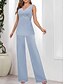 preiswerte Unter 129,99 $-Kleid Sets Brautmutterkleid Hochzeitsgast Elegant Einfach V-Ausschnitt Bodenlänglich Polyester Langarm mit Einfarbigkeit