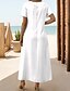 abordables imprimer des robes de plage-Femmes Robe maxi Robe d&#039;Été Robe trapèze Vacances Occasionnel Chaussures de plage Soirée Sortir Coupe régulière Fleuri Graphique Manche Courte Col en V Rose Claire Blanche Rose Claire Printemps