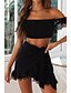 preiswerte Sets-Damen Elegant Mode Zweiteilige Sets Ärmellos Schulterfrei Einfach Spitze Kalter Schulter-Schnitt Party Ferien Date Schwarz Weiß Sommer Normale Passform