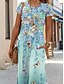 preiswerte Blumenkleid-Damen Maxikleid T-Shirt-Kleid Sommerkleid Lässig Täglich Normale Passform Blumen Grafik Kurzarm Rundhalsausschnitt Blau Sommer