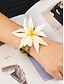 billige Halskjede for kvinner-blomstersmykkesett for kvinner – håndlaget statement-kjede, øredobber og armbånd med hvit blomsterdesign, elegant boho chic-tilbehør til bryllup, fester og spesielle anledninger