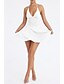 economico Abiti di Laurea-Per donna Mini Abito Abito Bianco Abito da laurea Abito con Collo Allacciato Moda Moderno Compleanno Laurea Data Vestibilità regolare Semplice Senza Maniche All&#039;americana Bianco Marrone Estate