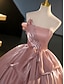 abordables Robes Longues &amp; Gowns-Robe de bal Ligne A Longueur au sol Robes de Bal Élégant Fête Princesse Sans manches Sans bretelles Bal de promo Soirée Organza Dos nu avec Plis