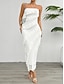 preiswerte Weiße Freizeitkleider-Damen kleid lang Weißes Kleid Ballkleid abendkleider Cocktailkleid Modisch Modern festliche kleider damen Hochzeit Party Besondere Anlässe Regular Fit Glatt Ärmellos Trägerlos Weiß Rosa Blau Grün