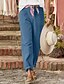 abordables Pantalón liso de lino y algodón-Mujer Pantalones cortos de lino y algodón Pantalones inspirados en el lino Pantalones de lino y algodón Moda Ropa de calle Longitud total Cintura Media Plano Bolsillo Cintura elástica Al Aire Libre