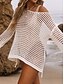 voordelige Strandtops-Dames Badmode Cover-up Zwemjurk Badpak Cut-out Vakantie Strandkleding Effen Kleur Ronde Hals Lange Mouwen Badpakken