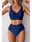 cheap Bikini Sets-Women's Swimwear Bikini Swimsuit Ruched High Waisted Tropical Beach Wear Plain V Wire Sleeveless Bathing Suits