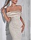 abordables Robes de cocktail-Robe fourreau  colonne en jacquard élégante robe de mariage robe invitée midi longueur décolletée à épaules dénudées robe de derby invitée de mariage