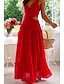 baratos Vestidos de Formatura-Mulheres Vestido Longo Vestido Maxi Vestido branco Vestido de formatura Moda Graduação Encontro Para Noite Normal Tecido Sem Manga Decote V Branco Vermelho Vermelho Rosa Verão