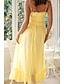 preiswerte Weiße Freizeitkleider-Damen Midikleid Weißes Kleid Unterkleid Mode Abschlussfeier Date Ausgehen Normale Passform Einfach Ärmellos Spaghettiträger Weiß Gelb Sommer