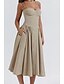 voordelige Vakantiejurken-Dames Halflange jurk Witte jurk Afstudeerjurk Slipdress Modieus Modern Verjaardag valmistuminen Afspraakje Normale pasvorm Effen Mouwloos Spaghettibandjes Zwart Geel Lichtgroen Rood Zomer