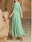 baratos Abaixo de 129,99 $-Vestido Verde Mãe da Noiva Elegante Casual Decote V Comprimento do Chão Chiffon Mangas 3/4 com Cristais