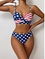 voordelige Bikinisets-Dames Zwemkleding Bikini 2 Delige Cheeky Badpak Rugloos Slanker Vakantie Strandkleding Vlag V Hals Mouwloos Badpakken