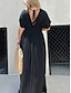 ieftine Rochii florale-Pentru femei Rochie Lunga Rochie Maxi Rochie albă Rochie casual Rochie leagăn Rochie de vară Modă Modern Zilnic Concediu Plajă Fit regulat Simplu Manșon scurt În V Vișiniu Bleumarin Maro Caisă Vară