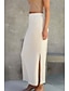 abordables Jupes décontractées-Femmes Jupe Moulant Occasionnel Midi Taille Basse Jupes Uni Fendu Micro-Élastique Rue Sortir Noir Blanche Chameau Été Polyester