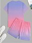 abordables Ensembles de t-shirts imprimés pour hommes-Homme A Ombre Palmier 2 pièces Ensembles de tees Hauts d&#039;été Manche Courte Pantalon court Col ras du cou Vacances à la Plage Sport Quotidien Sortir Impression 3D Été Blanche Bleu Vert