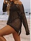 voordelige Strandtops-Dames Badmode Cover-up Zwemjurk Badpak Cut-out Vakantie Strandkleding Effen Kleur Ronde Hals Lange Mouwen Badpakken