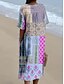 abordables Robe Boho-Femmes Robe Midi Robe d&#039;Été Vacances Occasionnel Chaussures de plage Quotidien Sortir Coupe Ample Graphique Tribal Manche Courte Col en V Rose Claire Violet Vert Été