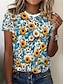 ieftine Tricouri Damă-Pentru femei Tricou Topuri de vară Floral Grafic Clasic Casual Manșon scurt Stil Nautic Crop Tops Zilnic Sfârșit de săptămână Imprimeu Curcubeu Vară Primăvară Toamnă