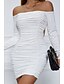 voordelige Afstudeerjurken-Dames Mini-jurk Witte jurk Afstudeerjurk Bodycon Modieus Modern Vakantie Verjaardag valmistuminen Normale pasvorm Effen Lange mouw Schouderafhangend Zwart Wit Wijn Rood Zomer