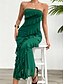 preiswerte Weiße Freizeitkleider-Damen kleid lang Weißes Kleid Ballkleid abendkleider Cocktailkleid Modisch Modern festliche kleider damen Hochzeit Party Besondere Anlässe Regular Fit Glatt Ärmellos Trägerlos Weiß Rosa Blau Grün