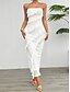 preiswerte Weiße Freizeitkleider-Damen kleid lang Weißes Kleid Ballkleid abendkleider Cocktailkleid Modisch Modern festliche kleider damen Hochzeit Party Besondere Anlässe Regular Fit Glatt Ärmellos Trägerlos Weiß Rosa Blau Grün