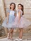 baratos Vestidos para Menina das Flores de Casamento-Vestido de Baile Comprimento dos Joelhos Daminha de Honra Quinceanera Frozen Elsa Meninas Vestido de Baile Fofo Tule com Ruchas Estilo Real Tutu Ajuste 3-16 Anos