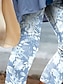 billige Blomsterprint-Kvindernes leggings capri bukser høj elasticitet ferie hawaiiansk læg længde mellem talje blomster grafiktryk åndbar blød ferie afslappet ferie lys blå sommer forår regular fit