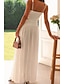 baratos Vestidos de Formatura-Mulheres Vestido Longo Vestido Maxi Vestido branco Vestido de formatura Moda Graduação Encontro Para Noite Normal Tecido Sem Manga Decote V Branco Vermelho Vermelho Rosa Verão