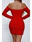voordelige Afstudeerjurken-Dames Mini-jurk Witte jurk Afstudeerjurk Bodycon Modieus Modern Vakantie Verjaardag valmistuminen Normale pasvorm Effen Lange mouw Schouderafhangend Zwart Wit Wijn Rood Zomer