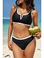 preiswerte Bikini-Sets-Damen Badeanzug Bikini Zweiteilig Bademode Rückenfrei Patchwork Tropisch Strandbekleidung Farbblock V Ausschnitt Ärmellos Badeanzüge