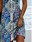 ieftine Rochii boho-Rochie Mini Femei Rochie Casual Rochie de Vară Rochie Casual Vacanță Zi de Zi Vacanță Regular Fit Floral Grafic Bohemian Fără Mâneci Gât Striat Albastru Vară Primăvara