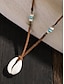 baratos Jóias Masculinas-colar de concha de cauri boho masculino – pingente de cordão de couro feito à mão com contas, estilo surfista de praia, gargantilha tribal ajustável para verão, viagens e uso casual