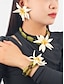 billige Halskjede for kvinner-blomstersmykkesett for kvinner – håndlaget statement-kjede, øredobber og armbånd med hvit blomsterdesign, elegant boho chic-tilbehør til bryllup, fester og spesielle anledninger
