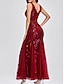 economico Matrimonio Informale / Di Giorno-Abito per la Madre della Sposa Abito Elegante per Festa Collo a V Lunghezza Piena in Poliestere Senza Maniche con Applicazioni
