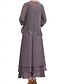 preiswerte Hosenanzüge für Mama-Kleid Sets Mutter der Braut Kleid Hochzeitsgast Elegant Einfach V-Ausschnitt Bodenlang Polyester Langarm mit Stickerei