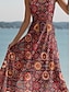 abordables Vestidos Boho-Mujer Vestido maxi Vestido de verano Vestido de una línea Vestido lencero Casual Playa Ajuste regular Graphic Cosecha Bohemio Sin Mangas Escote en Pico Correa de espagueti Vino Verano Primavera