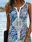 ieftine Rochii boho-Rochie Mini Femei Rochie Casual Rochie de Vară Rochie Casual Vacanță Zi de Zi Vacanță Regular Fit Floral Grafic Bohemian Fără Mâneci Gât Striat Albastru Vară Primăvara