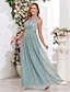 preiswerte Kleider für Hochzeitsgäste-A-Linie Hochzeitsgastkleider Elegantes Kleid Hochzeitsgast Party Wear Bodenlänglich Ärmellos V-Ausschnitt Herbst Hochzeitsgast Baumwollmischung mit Pailletten
