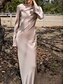economico Matrimonio Informale / Di Giorno-Abiti da festa sirena  tromba Abito elegante Ospite di matrimonio lunghezza totale manica lunga spalle scoperte in poliestere senza schienale con strappi per derby