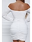 voordelige Afstudeerjurken-Dames Mini-jurk Witte jurk Afstudeerjurk Bodycon Modieus Modern Vakantie Verjaardag valmistuminen Normale pasvorm Effen Lange mouw Schouderafhangend Zwart Wit Wijn Rood Zomer