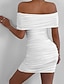 ieftine Rochii de absolvire-Pentru femei Rochie Mini Rochie albă Rochie de absolvire Bodycon Modă În aer liber Absolvire Dată Fit regulat Simplu Manșon scurt De Pe Umăr Negru Alb Galben Roșu-aprins Vară