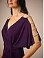 abordables Robe de cocktail-Femme Robe mi-longue Robe en maille Elégant mode Soirée Rendez-vous Standard Couleur unie Manche Courte Col V Aubergine Eté