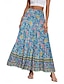 ieftine Fuste grafice-Pentru femei Fustă Leagăn Casual Boho Maxi Talie Medie Fuste Floral Imprimeu Micro-elastic Vacanță Stradă Măr Verde Violet Negru Migdală Vară Poliester
